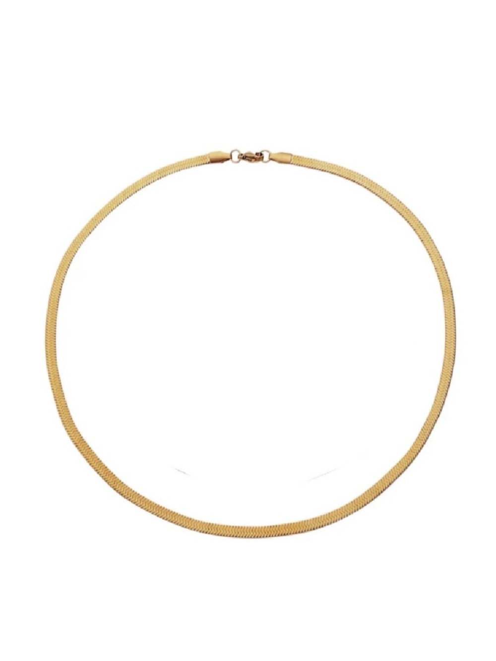 Gold Tone Herringbone Chain Necklace - Elegant Women's Jewelry